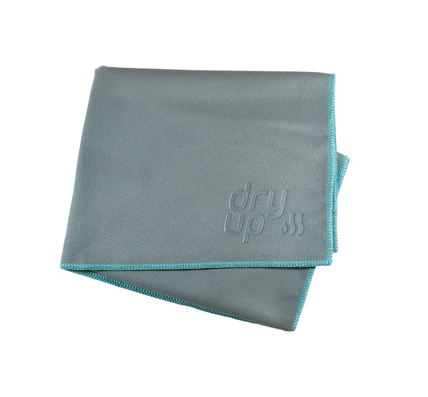 Toalla Lisa Gris con borde Aqua