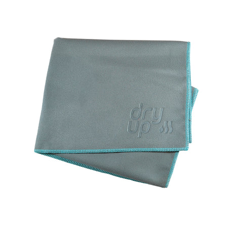 Toalla Lisa Gris con borde Aqua