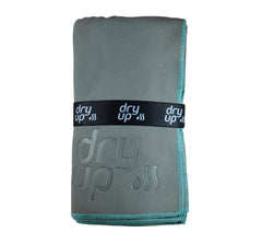 Toalla Lisa Gris con borde Aqua