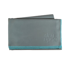 Toalla Lisa Gris con borde Aqua